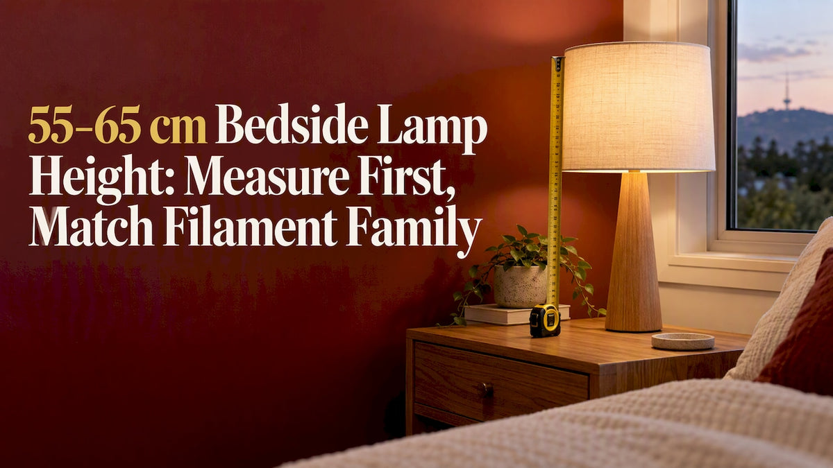 Measuring a bedside lamp beside a nightstand