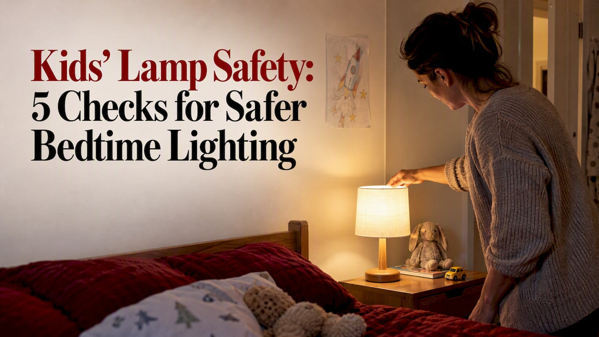 Parent checking a bedside lamp at bedtime