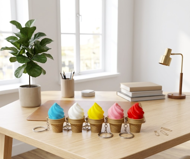 Ice Cream Cone Fidget Clicker Keychain - Sensory Toy